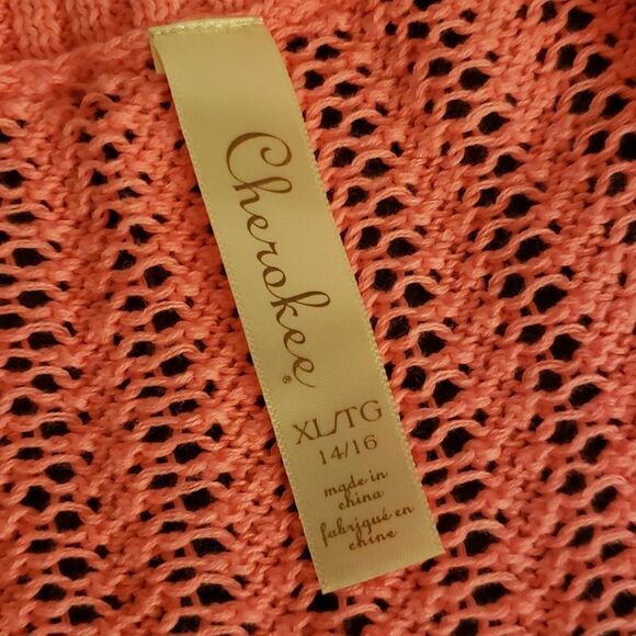 NWT Bright Coral Cherokee Loose Knit Shrug Sweater - Picture 2 of 4